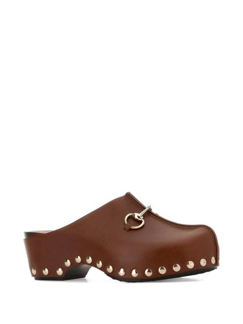 Gucci Horsebit studded leather clogs - Brown - zdjęcie produktu nr 2