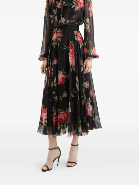 Dolce & Gabbana floral midi skirt - Black