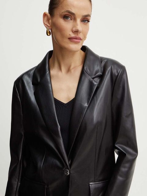 Guess marynarka LIA kolor czarny jednorzędowa gładka W4YN50 WF8P0