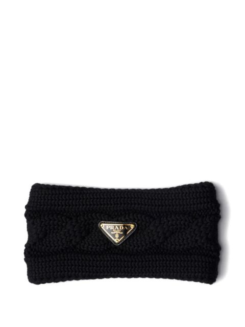 Prada cable-knit logo headband - Black - zdjęcie produktu nr 1