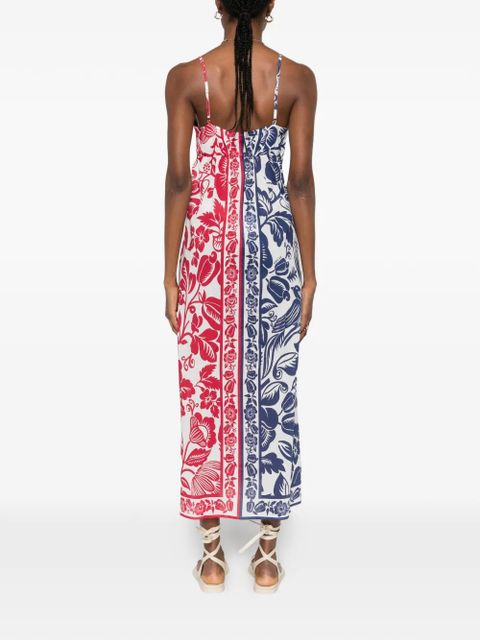 FARM Rio floral knot midi dress - White