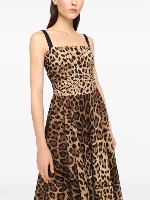 Dolce & Gabbana leopard-print midi dress - Brown