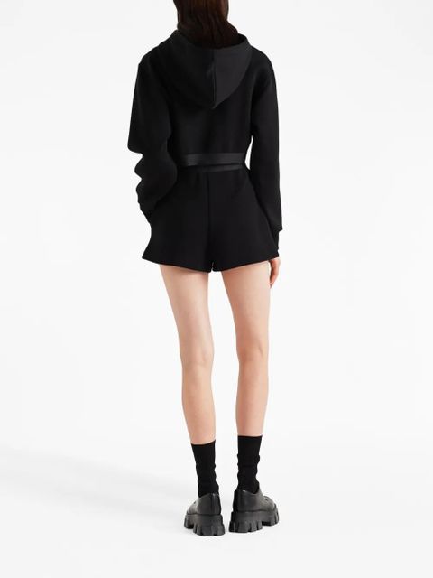 Prada logo-print cropped hoodie - Black