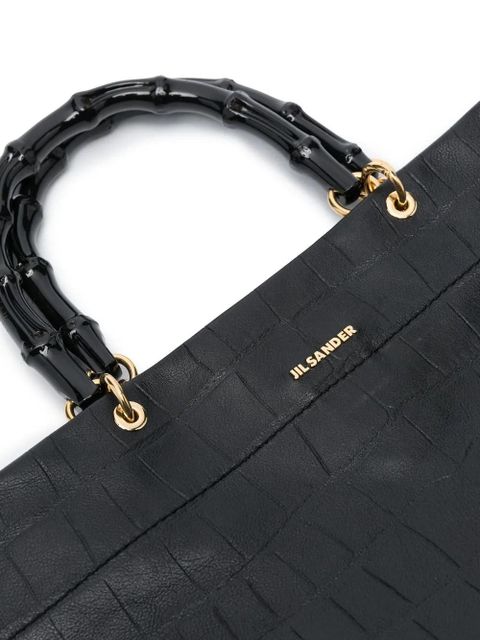 Jil Sander crocodile-effect leather tote - Black