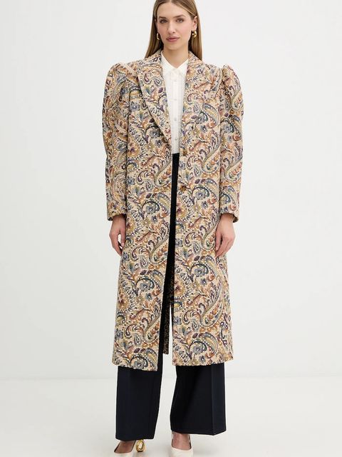 Twinset spodnie z dodatkiem wełny damskie kolor granatowy proste high waist 252TT212A - zdjęcie produktu nr 2