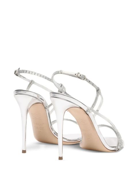 Casadei 100mm Julia crystal-embellished slingback sandals - Grey