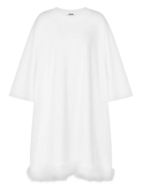 Moschino feather-trim short-sleeve dress - White - zdjęcie produktu nr 1