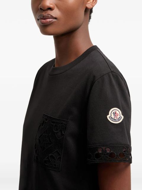 Moncler lace-trim T-shirt - Black