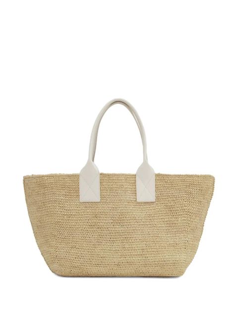 GANNI medium raffia tote bag - Neutrals