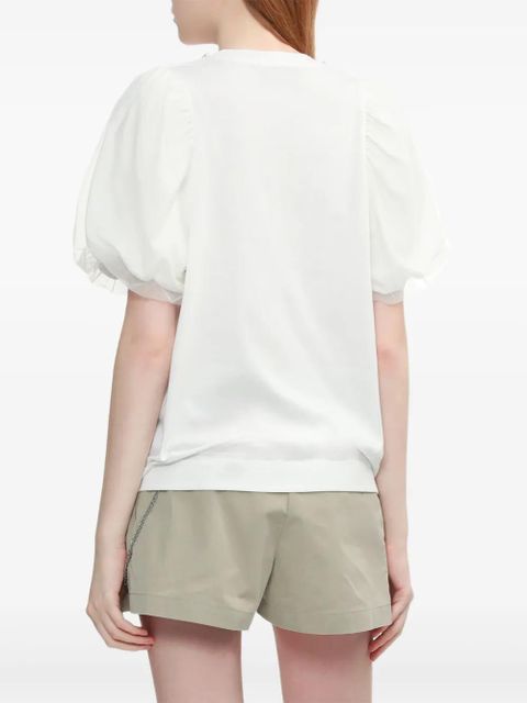 Simone Rocha pearl-embellished puff-sleeve top - White