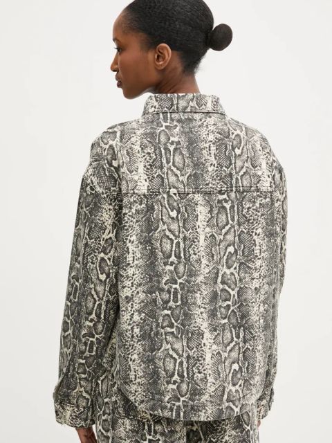 Answear.LAB kurtka jeansowa damska kolor beżowy przejściowa oversize