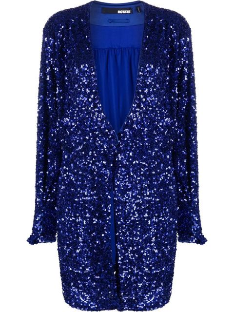 ROTATE BIRGER CHRISTENSEN sequin-embellished V-neck wrap dress - Blue - zdjęcie produktu nr 1