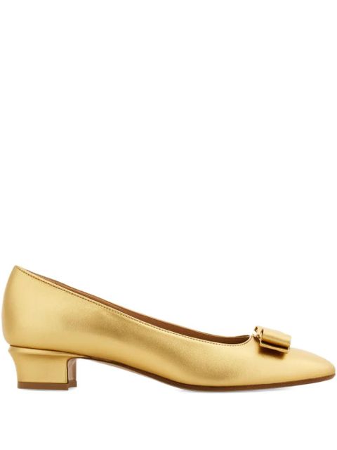 Ferragamo 30mm Vara bow-detail pumps - Gold - zdjęcie produktu nr 1
