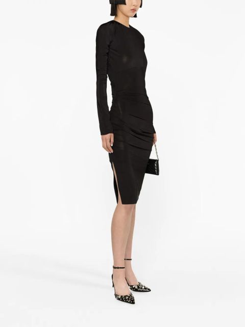 Victoria Beckham ruched long-sleeve midi dress - Black
