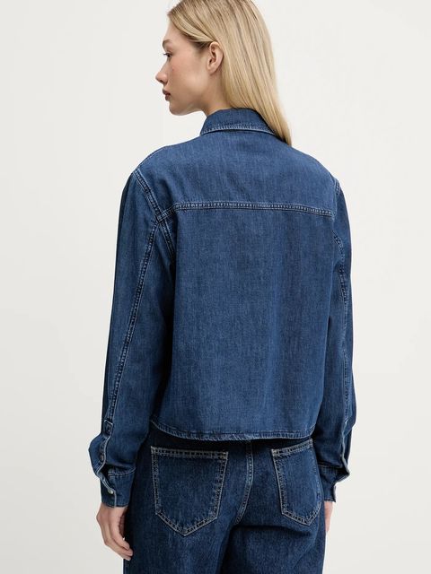 Karl Lagerfeld Jeans koszula jeansowa damska kolor granatowy regular z kołnierzykiem klasycznym A3W11002