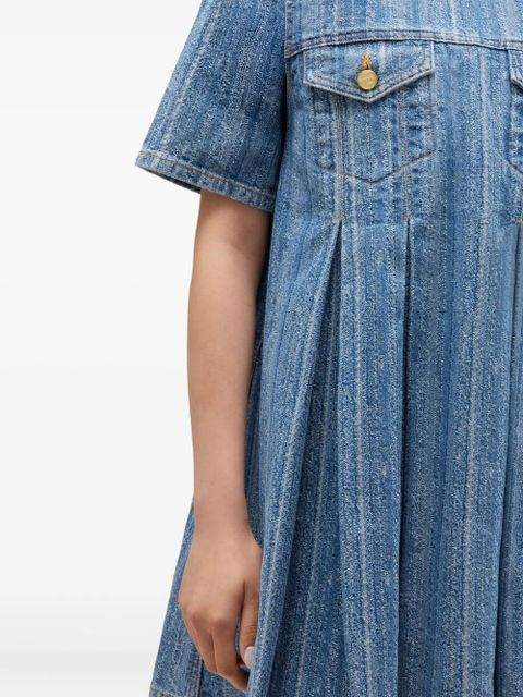 GANNI pleated denim dress - Blue