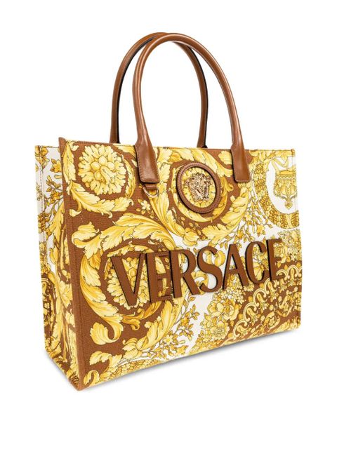 Versace baroque-print logo-appliqué tote bag - Yellow - zdjęcie produktu nr 2
