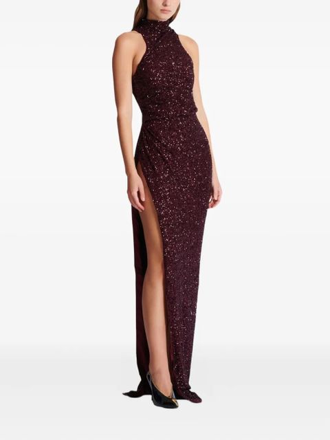 Balmain high-neck sequin dress - Red