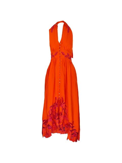 FARM Rio embroidered halterneck dress - Orange - zdjęcie produktu nr 1