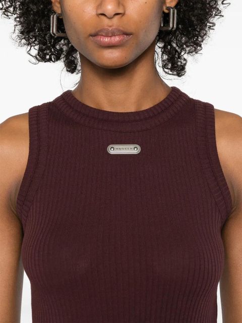 Alexander McQueen logo-plaque tank top - Red