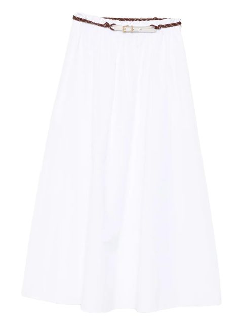 Miu Miu elasticated-waist cotton midi skirt - White - zdjęcie produktu nr 1