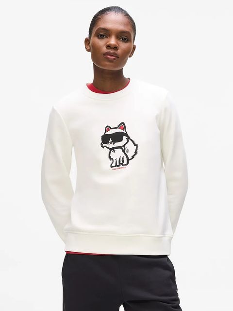 Karl Lagerfeld bluza IKON damska kolor beżowy z nadrukiem A4W20043 - zdjęcie produktu nr 1