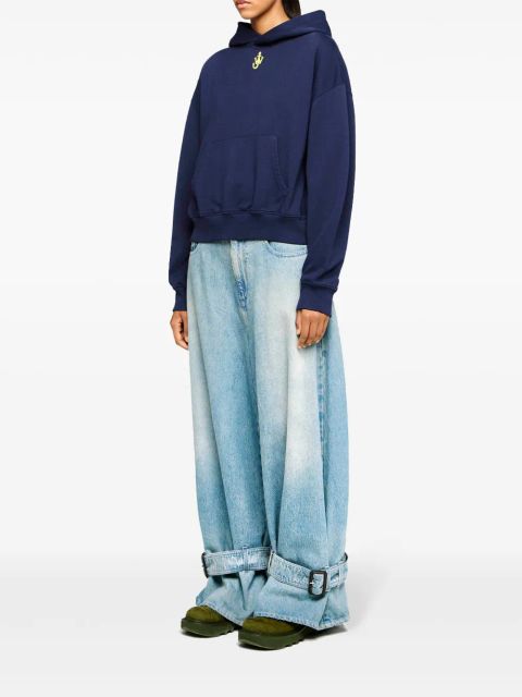 JW Anderson anchor-embroidered hoodie - Blue