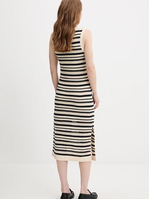 Tommy Hilfiger sukienka kolor beżowy maxi dopasowana WW0WW45649