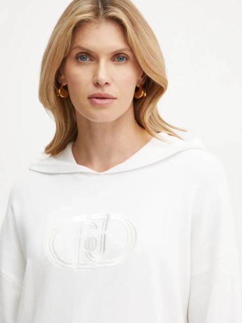 Liu Jo bluza damskie kolor beżowy z kapturem z aplikacją WF4175 MS49I