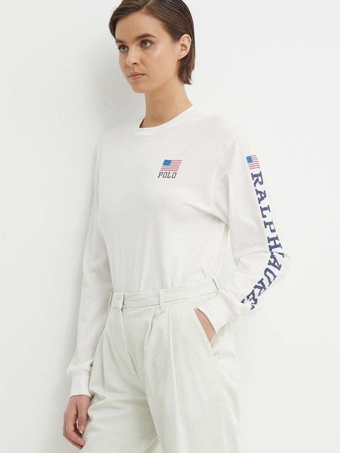 Polo Ralph Lauren longsleeve bawełniany kolor beżowy 211935596
