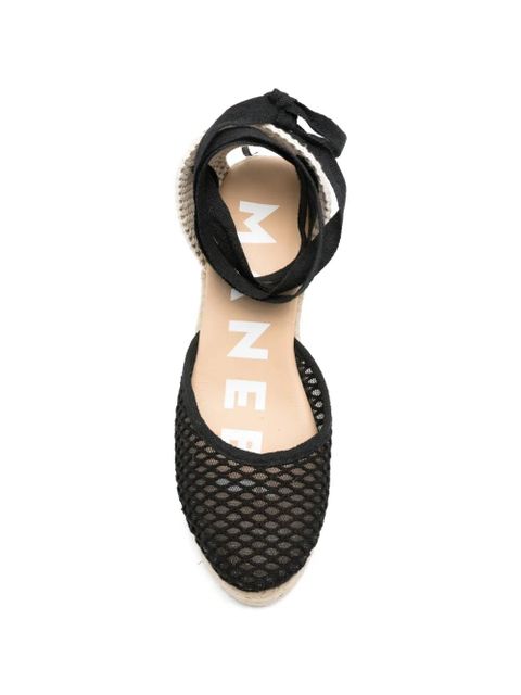 Manebi wrap-tie mesh espadrilles - Black