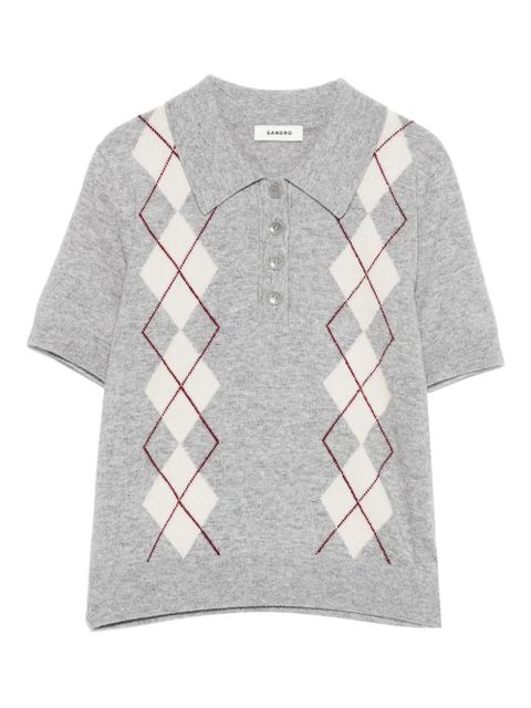 SANDRO argyle-pattern polo top - Grey - zdjęcie produktu nr 1