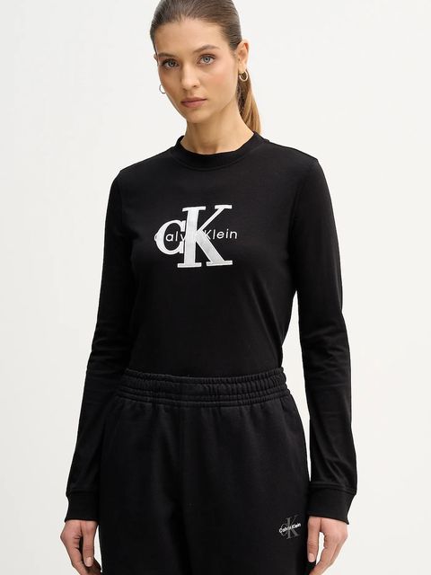 Calvin Klein Jeans longsleeve bawełniany kolor czarny LV047E820G - zdjęcie produktu nr 1