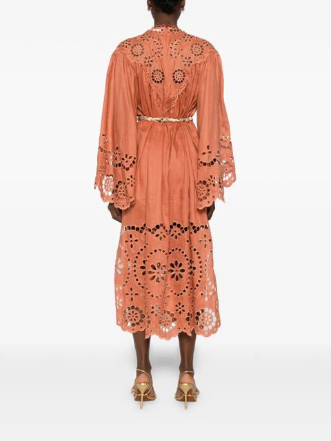 ZIMMERMANN Awaken embroidered midi dress - Orange