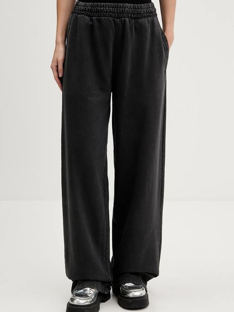 Hugo Blue spodnie dresowe bawełniane damskie kolor szary gładkie 50547956