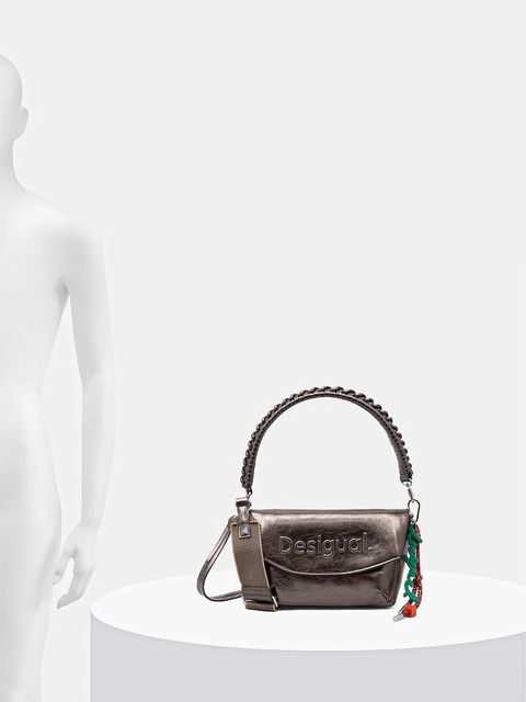 Desigual torebka HALF LOGO TROKEL DARK SILVE kolor srebrny 25WAXPAQ