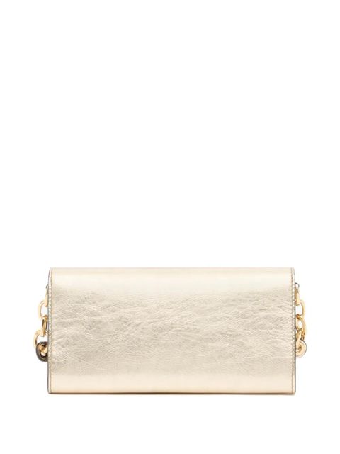 Valentino Garavani Vlogo The Bold Edition laminated calfskin wallet with shoulder strap - Gold - zdjęcie produktu nr 2