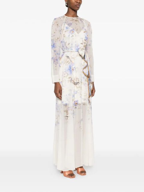 ZIMMERMANN Luna floral print tie maxi dress - Neutrals