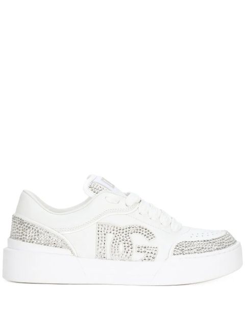 Dolce & Gabbana rhinestone-embellished leather sneakers - White - zdjęcie produktu nr 1