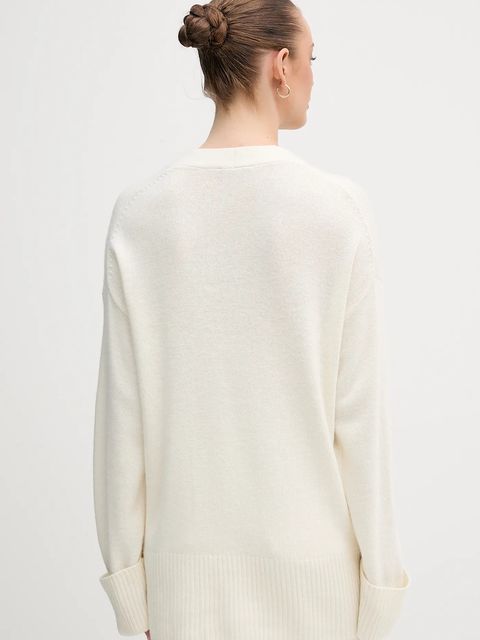 United Colors of Benetton kardigan z dodatkiem wełny damski kolor beżowy 126WD604Z