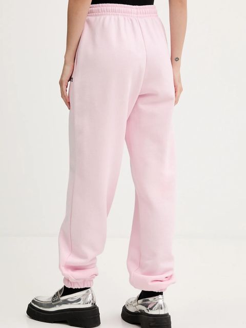 Rotate spodnie dresowe bawełniane damskie kolor różowy gładkie 114378191