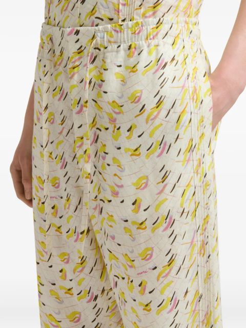 Marni abstract print drawstring palazzo pants - Neutrals