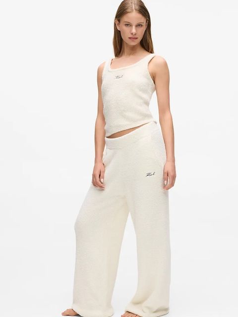 Karl Lagerfeld spodnie dresowe damskie kolor beżowy gładkie A4W44005 - zdjęcie produktu nr 2