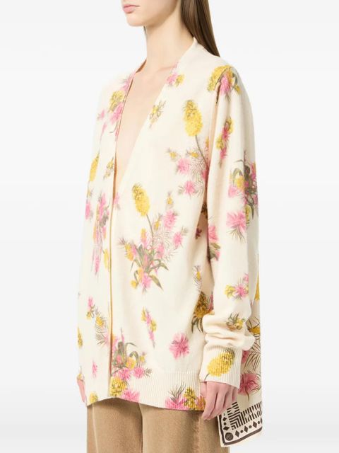 Blumarine floral-print cardigan - Neutrals