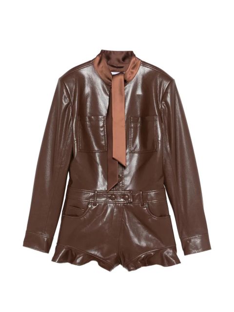 Self-Portrait ruffle tie playsuit - Brown - zdjęcie produktu nr 1