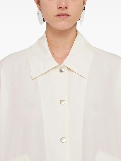 Jil Sander logo-print shirt jacket - White