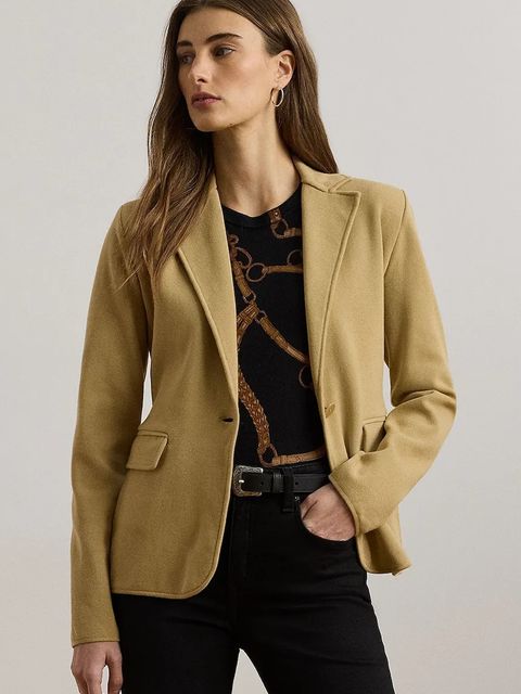 Lauren Ralph Lauren marynarka kolor beżowy jednorzędowa gładka 200971364 - zdjęcie produktu nr 1