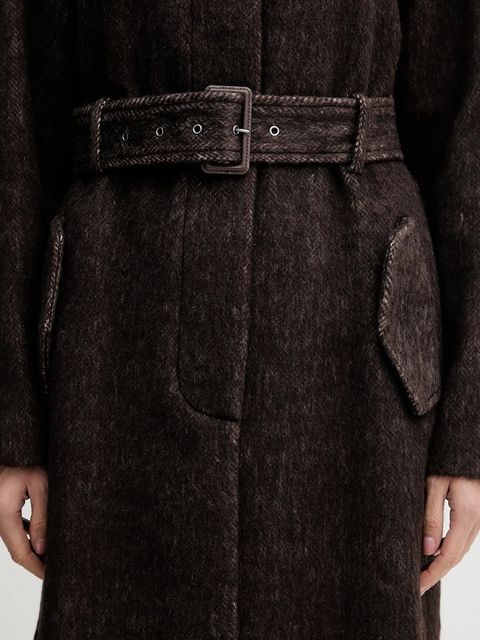 Sisley płaszcz z dodatkiem wełny kolor brązowy 21FKLN06C