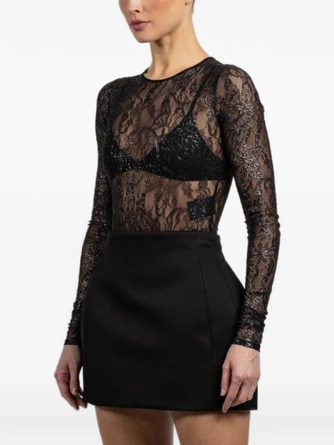 WARDROBE.NYC lace long-sleeve bodysuit - Black