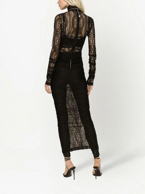 Dolce & Gabbana semi-sheer lace roll-neck dress - Black